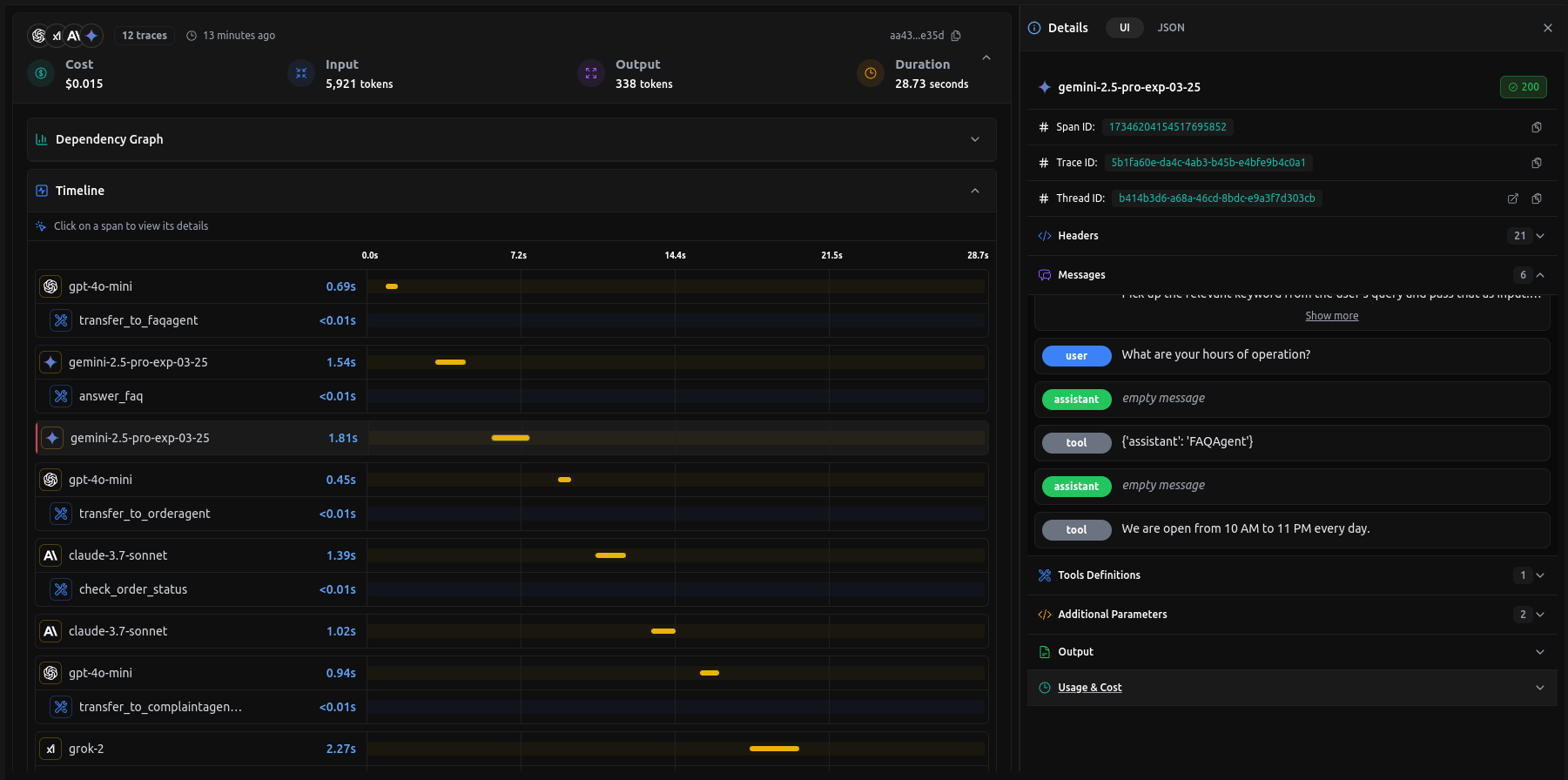 Complete Trace example on LangDB
